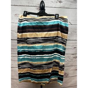 Talbots Striped Pencil Skirt Womens Size 10 Multi Color Cotton Blend Knee Length